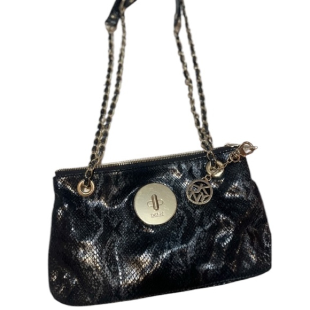 DKNY Donna Karen Black Snake Print Bag